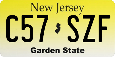 NJ license plate C57SZF