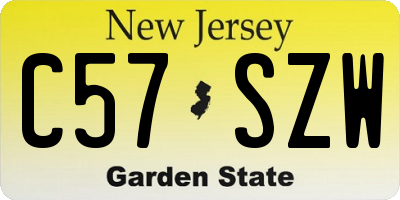 NJ license plate C57SZW