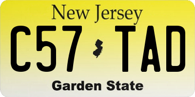 NJ license plate C57TAD