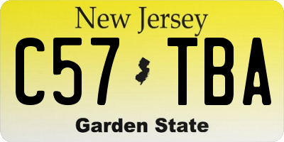 NJ license plate C57TBA