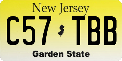 NJ license plate C57TBB