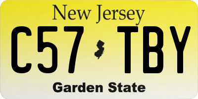 NJ license plate C57TBY