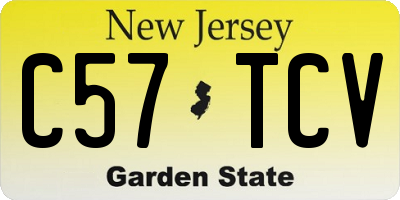 NJ license plate C57TCV