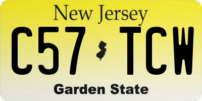 NJ license plate C57TCW