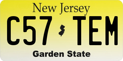 NJ license plate C57TEM