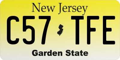 NJ license plate C57TFE