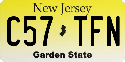 NJ license plate C57TFN
