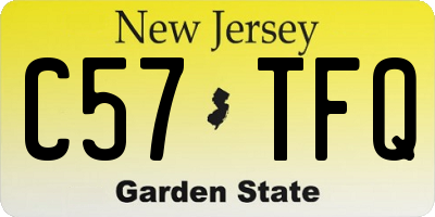 NJ license plate C57TFQ