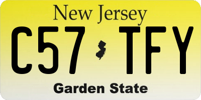 NJ license plate C57TFY