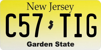 NJ license plate C57TIG