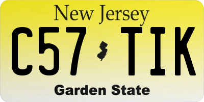 NJ license plate C57TIK