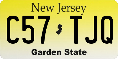 NJ license plate C57TJQ
