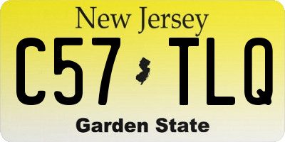 NJ license plate C57TLQ
