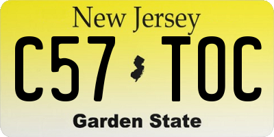 NJ license plate C57TOC