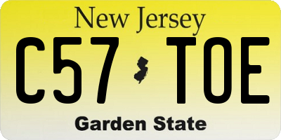 NJ license plate C57TOE