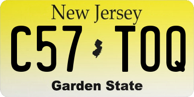 NJ license plate C57TOQ