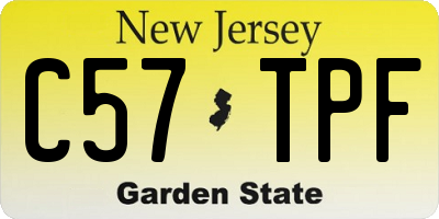 NJ license plate C57TPF