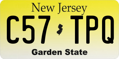 NJ license plate C57TPQ
