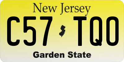 NJ license plate C57TQO