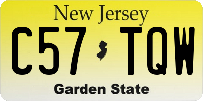NJ license plate C57TQW