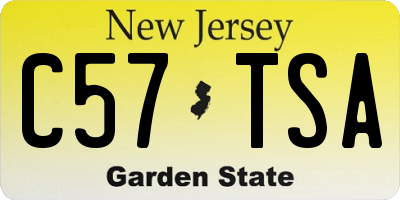NJ license plate C57TSA