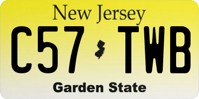 NJ license plate C57TWB