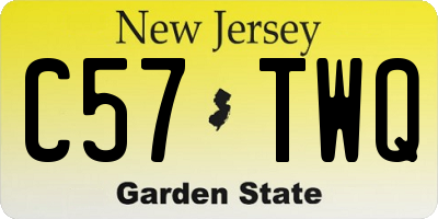 NJ license plate C57TWQ