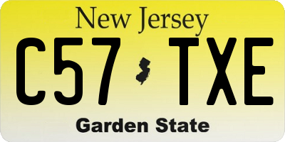 NJ license plate C57TXE