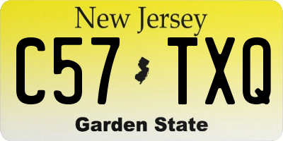 NJ license plate C57TXQ