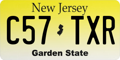 NJ license plate C57TXR