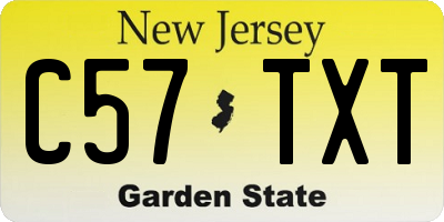 NJ license plate C57TXT