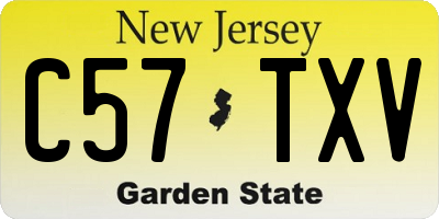 NJ license plate C57TXV