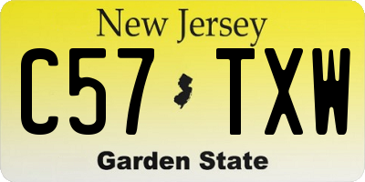 NJ license plate C57TXW