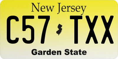 NJ license plate C57TXX