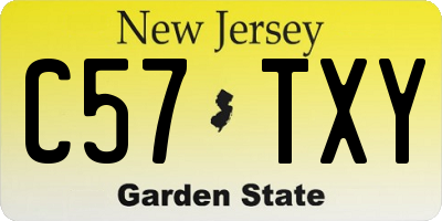 NJ license plate C57TXY