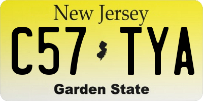 NJ license plate C57TYA