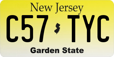 NJ license plate C57TYC