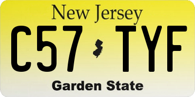 NJ license plate C57TYF