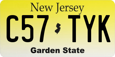 NJ license plate C57TYK