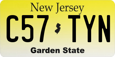 NJ license plate C57TYN