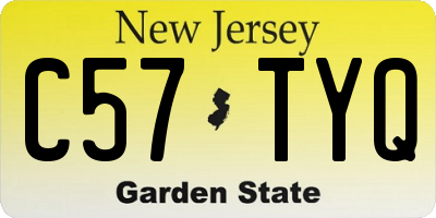 NJ license plate C57TYQ