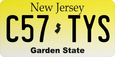 NJ license plate C57TYS