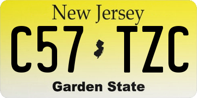 NJ license plate C57TZC