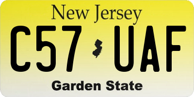NJ license plate C57UAF