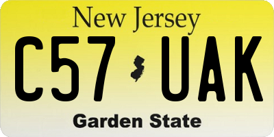 NJ license plate C57UAK