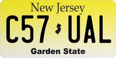 NJ license plate C57UAL