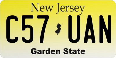 NJ license plate C57UAN