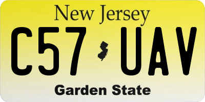 NJ license plate C57UAV