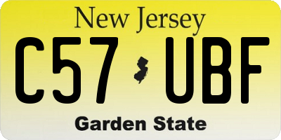 NJ license plate C57UBF