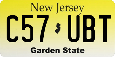 NJ license plate C57UBT
